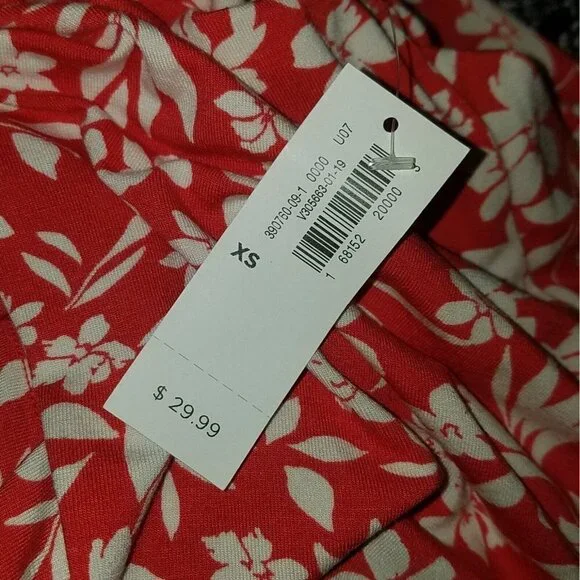 NWT Old Navy Floral Dress Size XS Short Salmon/Red + Ivory - Picture 8 of 8